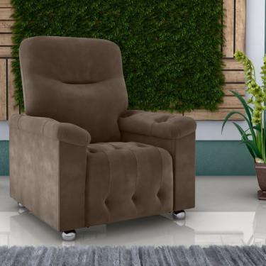 Imagem de Poltrona Reclinável York Veludo Fibra Siliconada Marrom CasaH