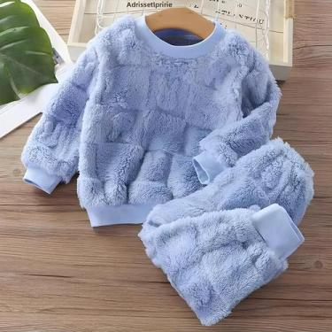 Imagem de Conjunto De Pijamas De Veludo Para Meninos E Meninas, Roupa De Inverno