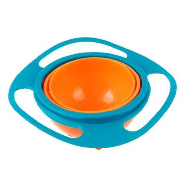 Imagem de Prato Giratório 360 Infantil + Tampa Para Bebês E Crianças cor:Azul - 