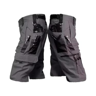 Imagem de Bermudas Cargo Masculinas Verde Militar Camufladas Para Trabalho Ao Ar