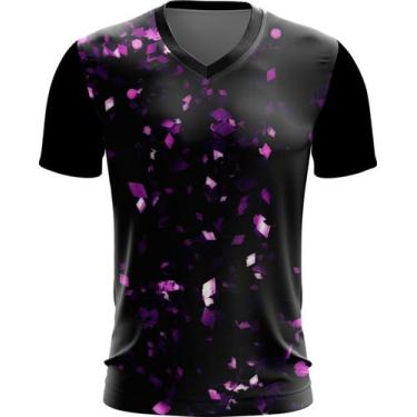 Imagem de Camiseta Gola V Dryfit Cube Purple Cubos Púrpuras Violetas 1v - Kasube