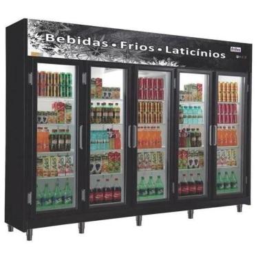 Imagem de Expositor Vertical 5 Portas De Vidro RF024 Preto Frilux 220V