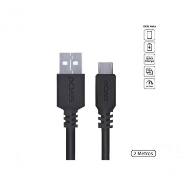 Imagem de Cabo USB a para USB Tipo C Pcyes para Celular com Transferência de Dados USB 2.0 5V 3A...