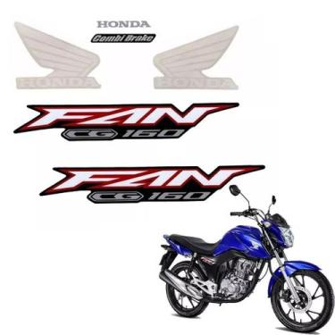 Imagem de Jogo De Adesivos Faixa Honda CG Fan 160 2022 Azul - LBM