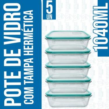 Imagem de Pote Hermetico 1040Ml Retangular Para Alimentos Vidro Temperado Anti V