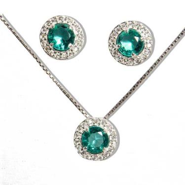 Imagem de Conjunto Fino Brilhante Esmeralda Zircônia Prata 925 - CristaisdeCurve