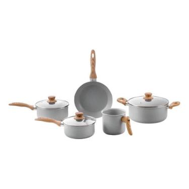 Imagem de Conjunto De 5 Panelas Gris Brinox Ceramic Life Easy Cinza