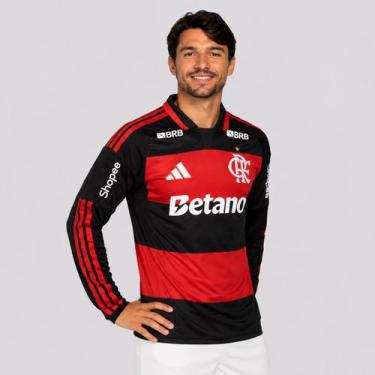 Imagem de Camisa Adidas Flamengo I 2026 Manga Longa Com Patrocínio, G