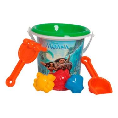 Imagem de Balde Infantil Moana Kit Parque Forminhas de Areia Peneira - Nova Brin