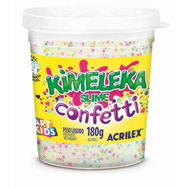 Imagem de Kit Slime Kimeleka Confetti 180g Base Transparente com Confetes Cores Sortidas Caixa 6 Unidades Acrilex