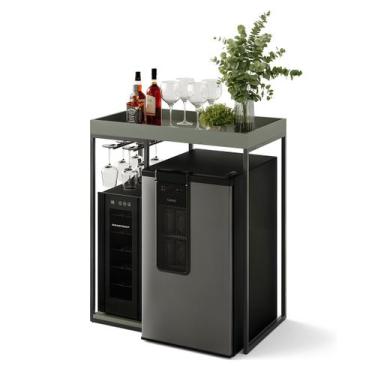 Imagem de Aparador Bar para Adega Cervejeira ou Frigobar MDF Metal Industrial No