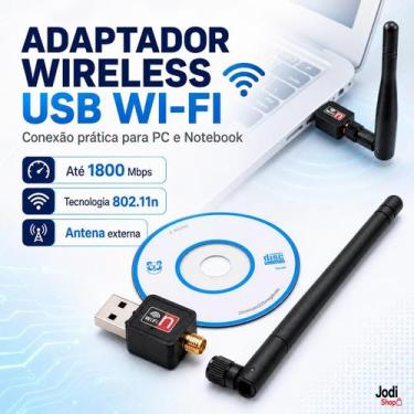 Imagem de Adaptador Wireless USB Wi-Fi 1800Mbps com Antena para PC e Notebook - 