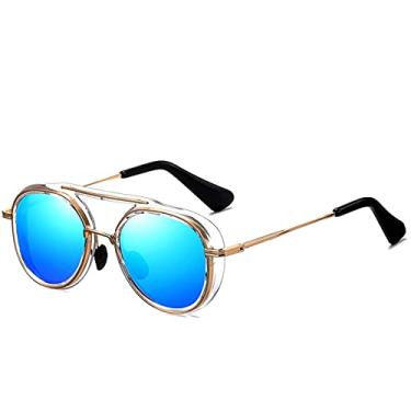 Imagem de Óculos de Sol Design Vintage Unissex Óculos Casual Fashion Redondo Polarizado com Proteção Uv400 (C1)