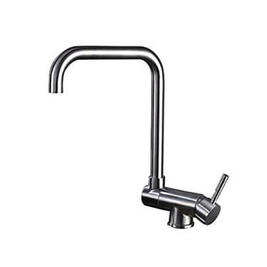 Imagem de Pkfinrd Torneira de cozinha sem chumbo, torneira de cozinha quente e fria, tipo dobrável, giratória para pia de janela interna