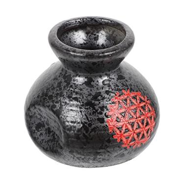 Imagem de FAVOMOTO Vaso de flor de cerâmica mini vaso floral de porcelana decorativo de flores secas para cozinha, casamento, escritório, quarto, preto, vermelho