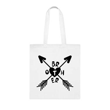 Imagem de Bolsa Brother Love, Brother, Tote bag, irmão, presente para irmão, bolsa de ombro irmão, bolsas reutilizáveis, presente para irmão da irmã e irmão s, Branco