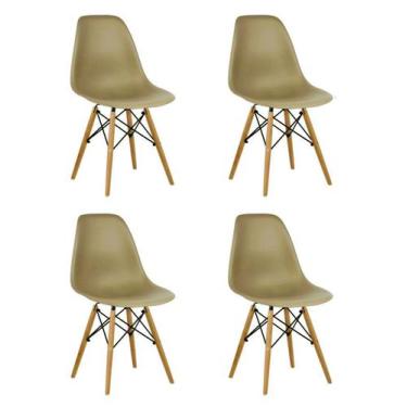 Imagem de Kit 4 Cadeiras Charles Eames Eiffel Wood Design Varias Cores - Bege -