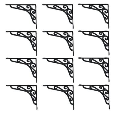 Imagem de Kit 12 Cantoneiras Preta Suporte Parede Prateleira 25x30cm