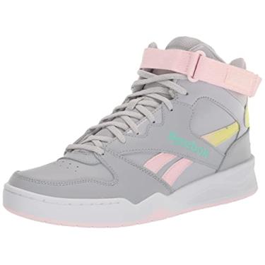 Imagem de Reebok Bb4500 Tênis de basquete feminino de cano alto, Cinza frio/branco/amarelo ácido, 9