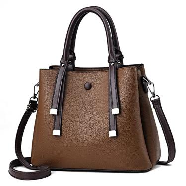 Imagem de Bolsa de mão feminina com alça superior bolsa transversal de couro grande moda clássica bolsa de ombro bolsas tote, Cinza