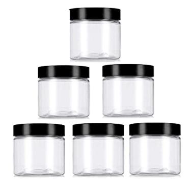 Imagem de erioctry Frascos recarregáveis de plástico PET transparente de 227 g/250 g, caixas vazias para cosméticos com tampa preta, caixa de loção creme, pomadas, garrafa de alimentos, pote de maquiagem