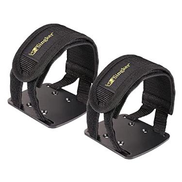 Imagem de Singker Tiras de clipes de dedo para bicicleta Peloton adaptadores de pedal de metal ajustáveis com tênis regulares usando clipes em gaiolas de dedo do pé para ciclismo interno bicicletas fitness