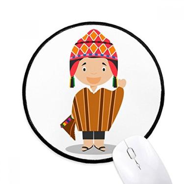 Imagem de Chapéu colorido Peru Cartoon Mouse Pad Desktop Office Tapete redondo para computador