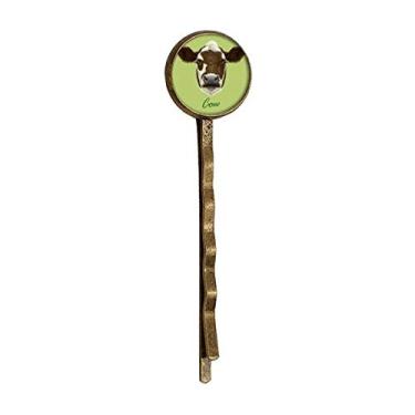 Imagem de Bobby Pin de cabelo doméstico marrom e branco de vaca leiteiro retrô de metal