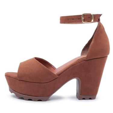 Imagem de Sandalia Feminina Salto Alto Grosso Chocolate - Top Franca Shoes