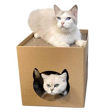 Imagem de Casa do Papelão,Gatos interior arranhando a casa | Casinha para gatos com almofada para arranhar, arranhador para a casa do gato, brinquedo para arranhar o gato para gatos e Sritob
