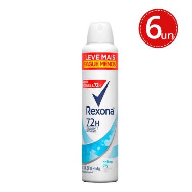 Imagem de Kit Desodorante Aerosol Rexona Cotton Dry Azul 250ml - 6 Unidades