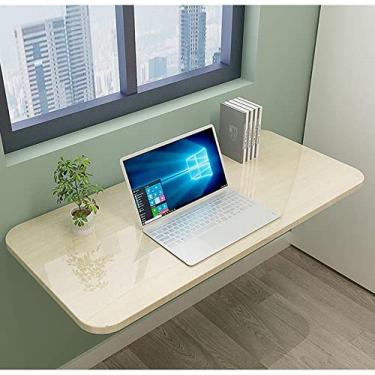 Imagem de Mesa dobrável de parede Mesa de computador dobrável Mesa de jantar de folha suspensa Mesa de estudo Escrivaninha de mesa de computador Prateleira de armazenamento portátil para economia de espaço de