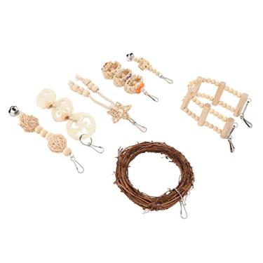 Imagem de Brinquedos de mastigar para papagaios, aliviam o tédio, 7 peças, bucha de papagaio, brinquedos de mastigar engraçados para periquitos para calopsita para conure para tentilhões