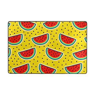Imagem de ColourLife Tapetes leves e macios, fatias de melancia, tapete amarelo brilhante para crianças, sala de jogos, piso de madeira, sala de estar, 183 x 122 cm, tapetes de berçário