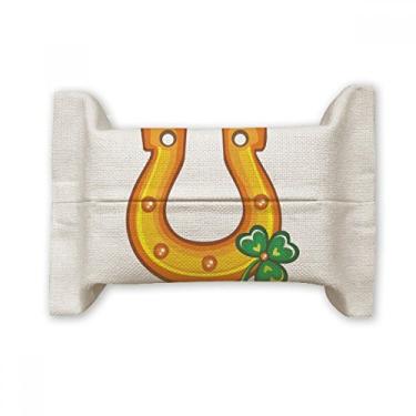 Imagem de Clover U Type Iron Ireland St.Patrick's Day Suporte de capa de papel para lenços faciais Bolsa de linho de algodão