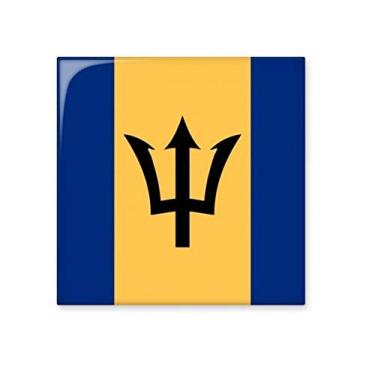 Imagem de Barbados Bandeira Nacional América do Norte Piso de Cerâmica Brilhante Decalque Pedra Adorna de Tijolos Vitrificados
