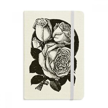 Imagem de Caderno com estampa de plantas de rosas Sketch com capa dura de tecido oficial