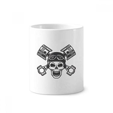 Imagem de Esqueleto luzes de motocicleta óculos padrão escova de dentes suporte para caneta, copo de lápis de cerâmica