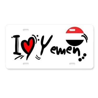 Imagem de DIYthinker I Love Yemen Bandeira da Palavra Amor Ilustração Coração Placa de Licença Decoração de Carro Acessório de Aço Inoxidável