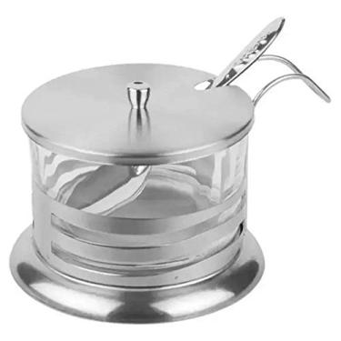 Imagem de Açucareiro De Vidro Com Suporte Inox 300 gr