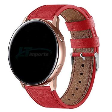 Imagem de Pulseira 20mm Couro compatível com Samsung Galaxy Watch Active 1 e 2 - Galaxy Watch 3 41mm - Galaxy Watch 42mm - Amazfit GTR 42mm - Amazfit GTS - Amazfit BIP - Marca LTIMPORTS (Vermelho)