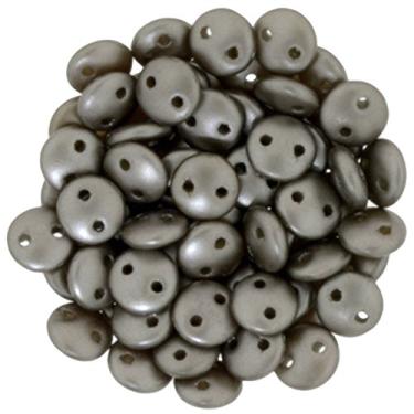 Imagem de CzechMate contas redondas planas de 2 furos 6 mm - cinza marrom pérola (50)