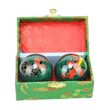 Imagem de #N/a Bolas de massagem de 2 peças, bolas de saúde chinesas com caixa de armazenamento, bolas de baoding compactas para massagem de destreza de para, Dragão Fênix Verde