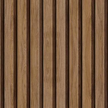 Imagem de Papel De Parede Adesivo Madeira Ripada Tons Marrom Café 1,0m