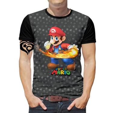 Imagem de Camiseta Super Mario Bros Masculina Blusa Cinza - Alemark