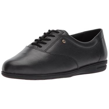 Imagem de Easy Spirit Sapato Oxford feminino com cadarço, Couro preto, 12 Wide
