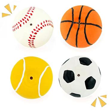 Imagem de CHIWAVA Pacote com 4 bolas esportivas de 6 cm de látex para cães pequenos