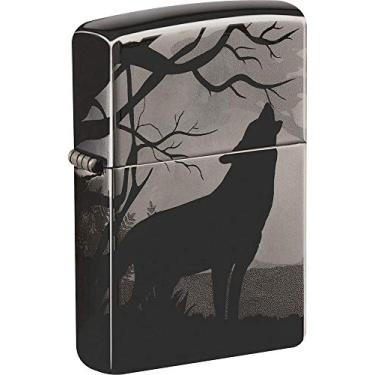 Imagem de Zippo Isqueiro de bolso gelo preto design de 360° Howling Wolves