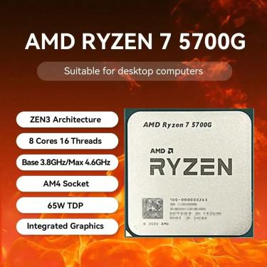 Imagem de Processador AMD Ryzen 7 Desktop  5700G  3 8 GHz  Relógio Base  8 núcleos  CPU 16 thread  Soquete