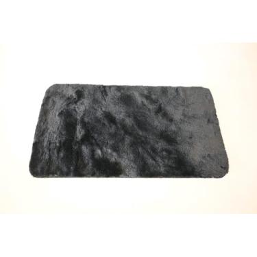 Imagem de Tapete Pele De Coelho Antiderrapante Retangular Melody 47x90cm - Jolitex - Preto